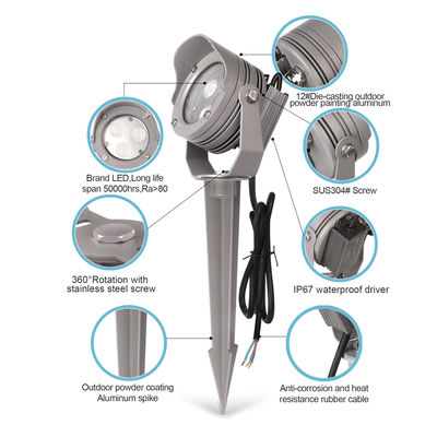 IP65 12V DC Dimming Decorative LED Spotlight Lâmpada de paisagem exterior de alumínio