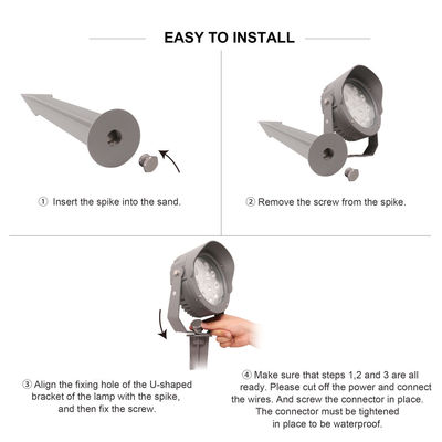 DMX512 Luz de árvore LED colorida para o exterior 12W 24W 36W IP65 Rgb Spike Lights