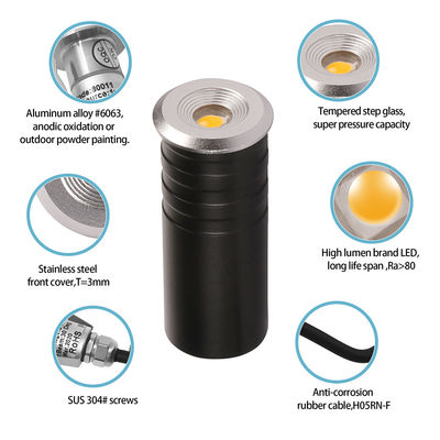 Mini IP67 1W CREE XPE LED Luz interna de cor única luz exterior de escada de escada