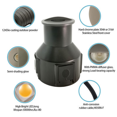 Mini LED de luz enterrada com vista lateral DC 24V Aço inoxidável 316 Vidro fosco Tampa semi-sombreadora