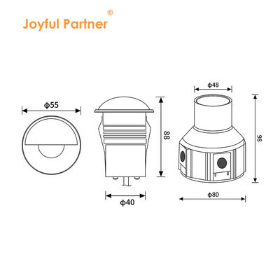 Mini LED de luz enterrada com vista lateral DC 24V Aço inoxidável 316 Vidro fosco Tampa semi-sombreadora