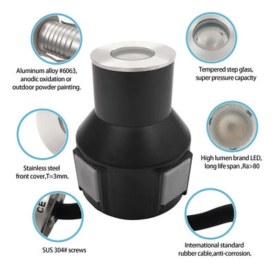 3W IP67 Lâmpadas de escada de jardim RGB3in1 Alumínio Casas Cobertura frontal de aço inoxidável Com dois anos de garantia
