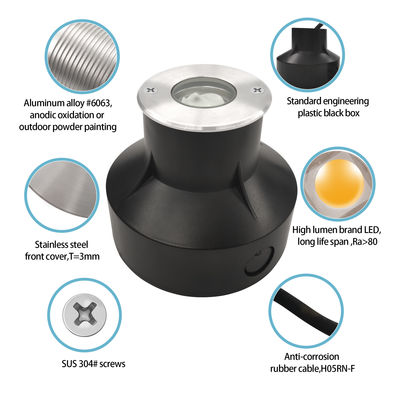 1W 3000k LED Branco Quente Luz Subterrânea IP67 Enterrado em Iluminação Recessada no Solo