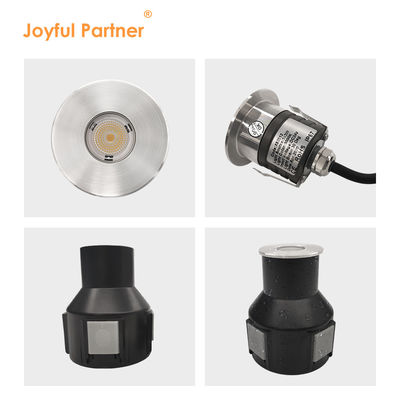 Luz subterrânea IP67 Recessada Baixa Tensão 1W 3W 3000K DC24v Forma Quadrada Redonda Com Cobertura Frontal de Aço Inoxidável