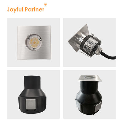 Luz subterrânea IP67 Recessada Baixa Tensão 1W 3W 3000K DC24v Forma Quadrada Redonda Com Cobertura Frontal de Aço Inoxidável