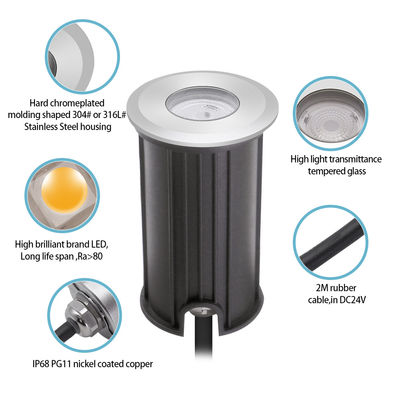 1W IP68 Iluminação subaquática à prova d'água 316SS 12V 24V LED Iluminação de piscina 2700k - 6500k