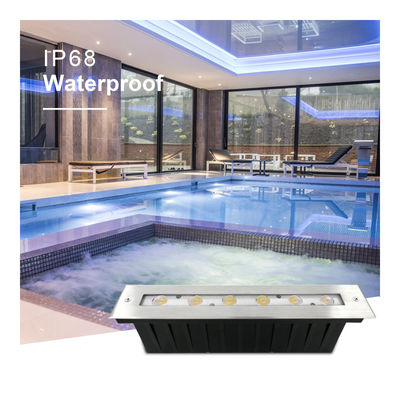 Luz Linear Subaquática Aço Inoxidável 316 DMX 512 RGB 12W DC24V Lente Assimétrica RGB3IN1