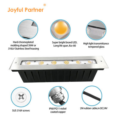 Luz Linear Subaquática Aço Inoxidável 316 DMX 512 RGB 12W DC24V Lente Assimétrica RGB3IN1