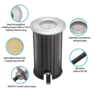 Mini Luzes para Lagoa DC24V IP68 em Aço Inoxidável 1W 2W 3W Novo Design Com Certificação CE ROHS