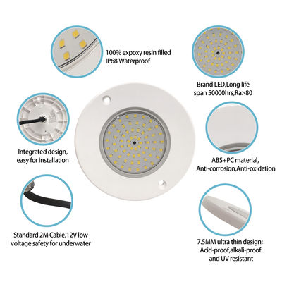 6W LED PAR56 Pool Light Ultra Thin PC Material Parede montada Iluminação de piscina