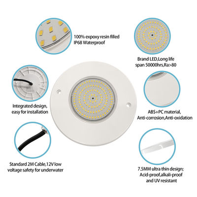 Luz de Piscina LED Subaquática PAR56 AC12V Ultra Fina H=7.5mm 10W 18W 25W 35W Controle Remoto RF