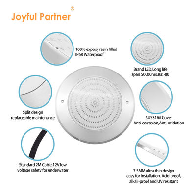 Luz de piscina LED PAR56 montada na parede, luzes de piscina subaquáticas LED, tipo ultra fino