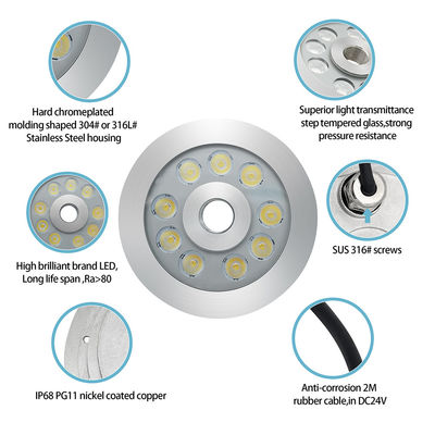 27W 3 em 1 RGB LED Fonte de luz de aço inoxidável para praça comercial