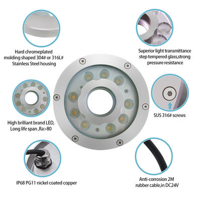 9W 18W 27W RGB Submersible Fountain Nozzle Ring Light 24VDC Cor RGB Para Aplicação Subaquática
