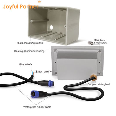 Quadrado IP65 LED Recessed Wall Light 12V 24V Quente Branco LED Escalão Luz de Parede