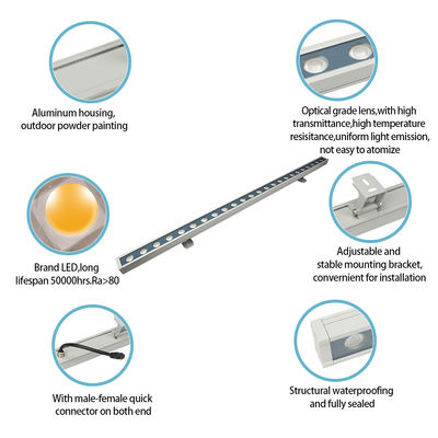 Lâmpadas LED lineares para lavadoras de parede 9W IP65 LED RGB Lâmpadas para decoração de prédios