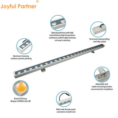 24W Rgbw LED Lava-parede luz linear 2700k - 6500k impermeável para edifícios