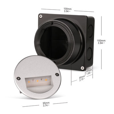 Alumínio para exterior LED Step Light IP65 Round Cover Square Sleeve Wall Stairway