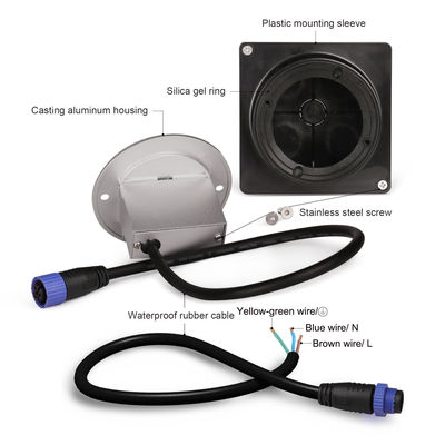 Alumínio para exterior LED Step Light IP65 Round Cover Square Sleeve Wall Stairway