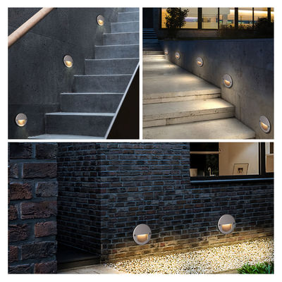 Alumínio para exterior LED Step Light IP65 Round Cover Square Sleeve Wall Stairway