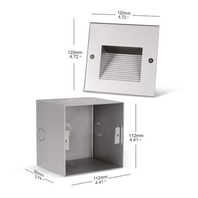 Quadrado de alumínio escada embutida luz de parede 3w DC 24v Material de alumínio para interiores elegantes