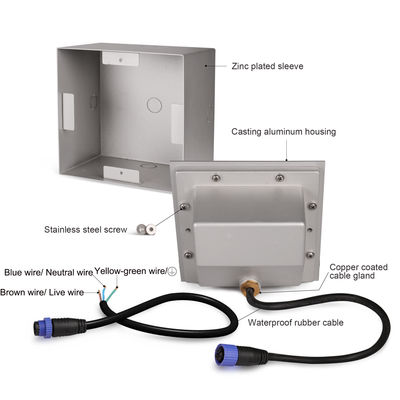 AC100~240V Luzes de escada LED 6W COB Recessed IP65 120*120mm Para Corredor Luz de Esquina LED