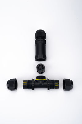 IP68 Conector à prova d'água tipo T 3 canais 3 polos Conector de cabo para exterior