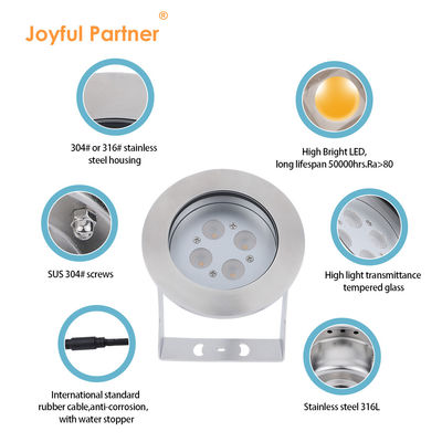 RGBW 4 em 1 LED luz subaquática IP68 Luz de fonte colorida