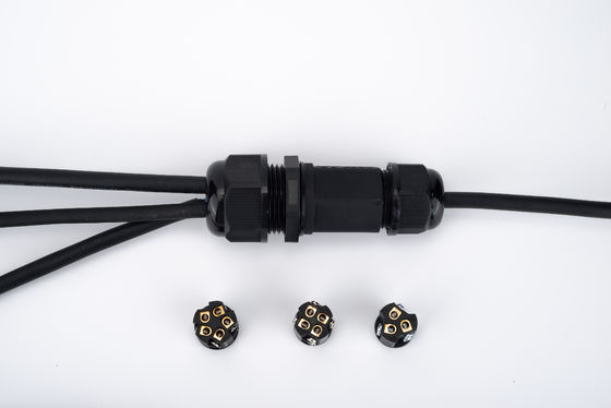 Conector Rápido IP68 à Prova D'água 1 Entrada 2 Saídas Cor Preta Para Caixa de Junção de Cabo Subterrâneo
