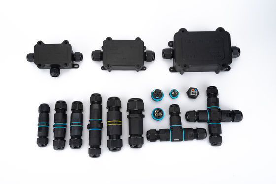 Conector Rápido IP68 à Prova D'água 1 Entrada 2 Saídas Cor Preta Para Caixa de Junção de Cabo Subterrâneo