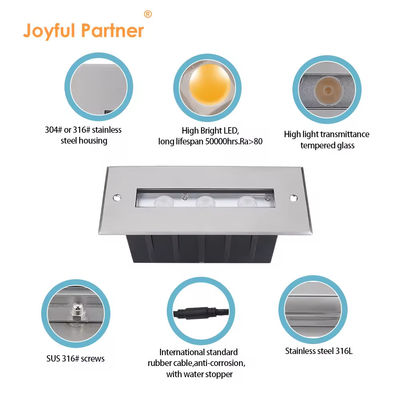 SS316L Luz subaquática Luz de piscina linear Luz LED branca quente Luz subterrânea