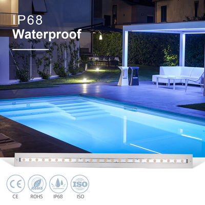Lâmpada de piscina linear subaquática IP68 48W RGB aço inoxidável 316