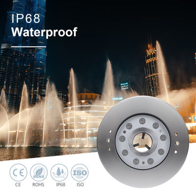 Lâmpada de fonte subaquática IP68 9W RGB aço inoxidável 316 para fonte musical