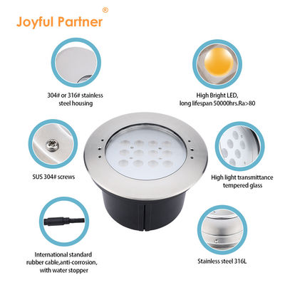 Fábrica direta IP68 resistente à água aço inoxidável 316L submersível iluminação de piscina 12W LED recessado