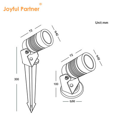 Iluminação exterior Lâmpadas de jardim LED pequenas com base de montagem de espigão ou alumínio
