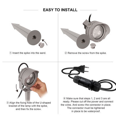 3W 6W RGB IP67 impermeável DC12V 24V reflector óptico LED plástico luz de pontas para árvores de jardim