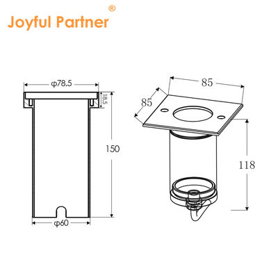 Lâmpadas LED subterrâneas 6W COB LED 85 * 85MM Casa de alumínio preto Quadrado Forma Para jardins de pátio ao ar livre