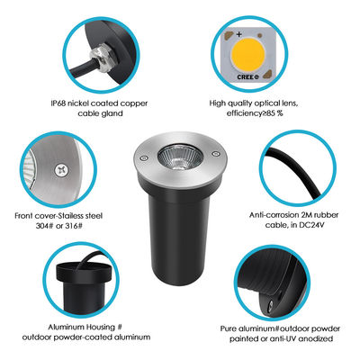 Iluminação de corredor de escada de LED retalhada Quadrado / Round Sliver Alumínio Casa exterior IP67 estilo moderno