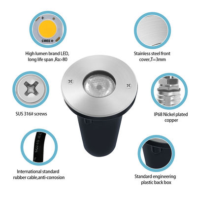 Lâmpadas de fonte de aço inoxidável de baixa tensão RGB 3W 1W LED IP68 à prova d'água para paisagens subaquáticas