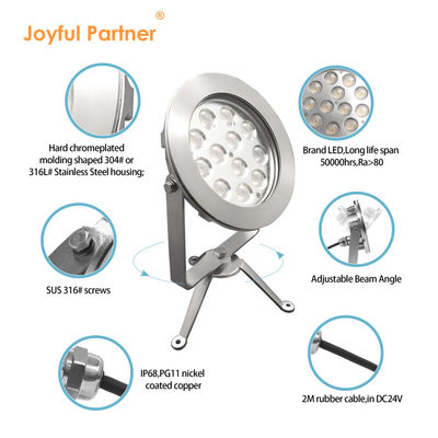 Holofote LED para Exterior Aço Inoxidável DMX512 RGBW 12W Suporte Controle DMX Para Uso Subaquático