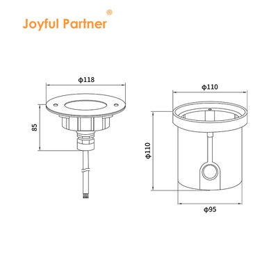 Luz LED subaquática 3W DIA118MM IP68 316 aço inoxidável branco quente DC24V com manga de montagem de plástico