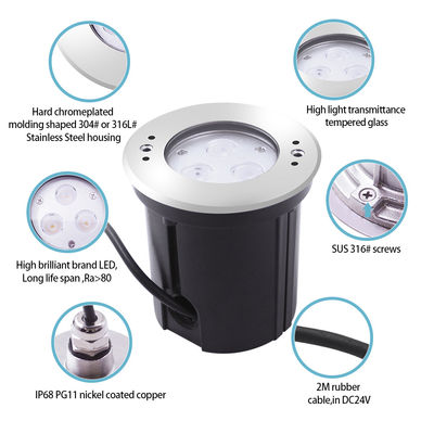 DIA 118mm IP68 304 aço inoxidável luz LED branca aquecida subaquática 3W DC24v com manga de montagem de plástico
