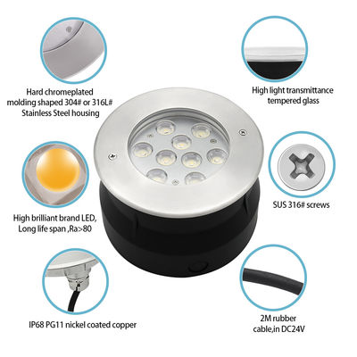 Luz subaquática LED 12V 24V 9W 18W RGB Full Color Aço inoxidável IP68 para piscina