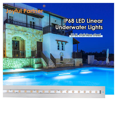IP68 Luz linear subaquática de aço inoxidável 316 24W LED DALI Dimmable com manga de montagem de plástico