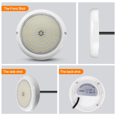 Luz de piscina LED RGB AC12v Resina Preenchida Flat RGB ABS Corpo Quente Superfície Branca Montada Fábrica Personalizada