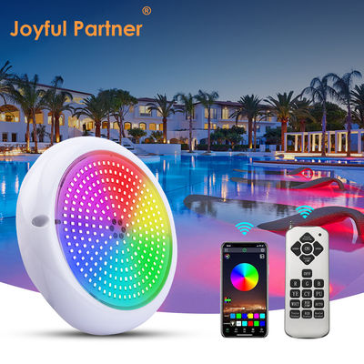 Lâmpadas de piscina de mudança de cor ABS PC RGB Emtting 12V Input Superfície branca quente montada
