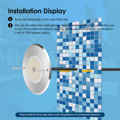Luz de piscina LED DIA160MM*32MM AC12V 316 aço inoxidável com controlador RGB