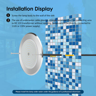 Lâmpadas de piscina LED subaquáticas 316 aço inoxidável 25W Smd2835 Resina RGB 3000K