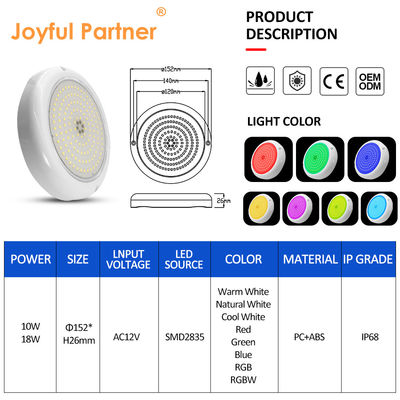 Luzes de piscina LED PAR56 Submarino Concreto Superfície da Parede Montada Com 18 Chaves Controlador Remoto