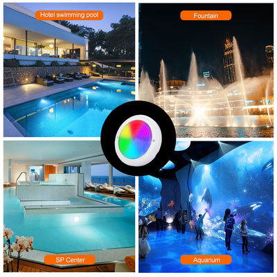Piscina à prova d'água Iluminação montada na parede Rgb AC12v Diâmetro 230mm Espessura ABS Material 42W